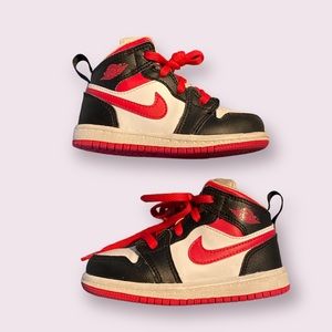 Nike - Air Jordan 1 TD Mid Very Berry Black Red White  Size 7C Toddler KIDS
